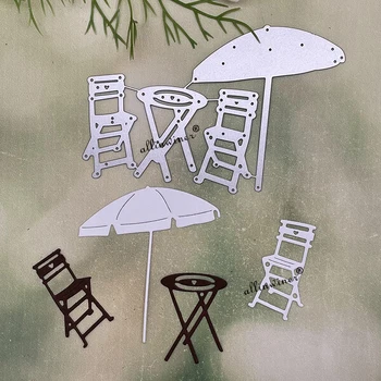 Новый зонт от солнца, стул, стол, металлические штампы для резки, альбом для скрапбукинга, бумажные открытки, декоративные поделки, тиснение, высечки