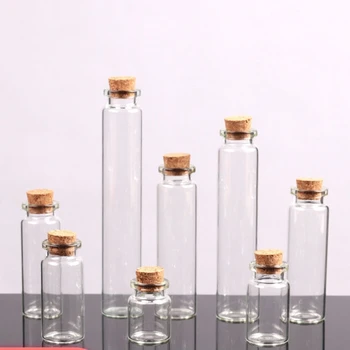 Маленькие бутылочки с пробковыми пробками Крошечные флакончики Маленькие прозрачные стеклянные банки с крышками Контейнер для хранения для художественных поделок DIY Party