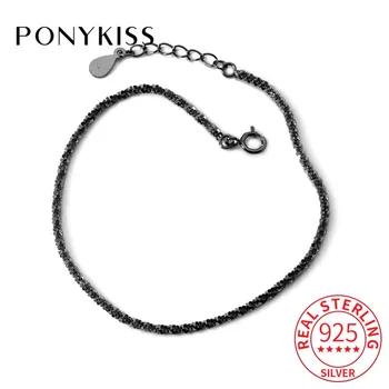 PONYKISS Classic S925, браслеты-цепочки из стерлингового серебра в минималистичном стиле Для женщин, нежный аксессуар, подарок, прямая доставка