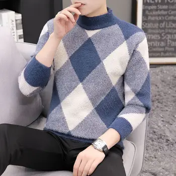 Новый осенний повседневный мужской свитер с круглым вырезом, приталенные вязаные свитера, пуловеры, эластичный пуловер, мужской трикотаж B77