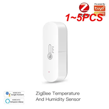 1-5 шт. Датчик температуры и влажности Tuya ZigBee 3.0, работающий от аккумулятора, автоматизация домашней безопасности Smart Life, работа с Alexa
