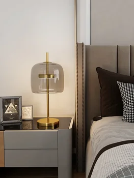 Современная минималистичная стеклянная лампа, Скандинавский светильник для главной спальни, Роскошная настольная лампа