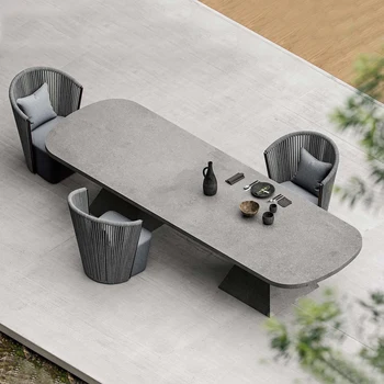 Индивидуальный уличный стол, стул, чайный домик, обеденный стол, мраморный сад, мебель для защиты от дождя и солнца