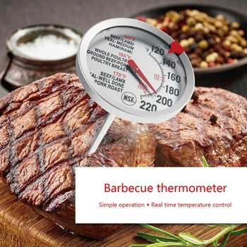 67JE 120-220 ° F Термометр для духовки Термометр для приготовления барбекю с циферблатом из нержавеющей стали