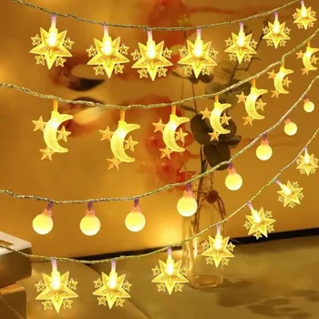 Рамадан Декор Светодиодная Гирлянда на USB / батарейке Звезда Луна Сказочная Гирлянда Лампа для спальни Праздничное освещение Свадебное украшение для вечеринки