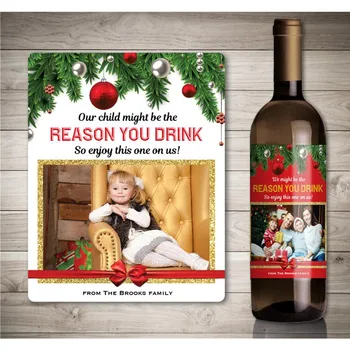 Персонализируйте детские фотографии, подарочную винную этикетку ко Дню учителя, изготовленную на заказ этикетку для винной бутылки, Рождественскую подарочную винную этикетку, наклейки для винных бутылок