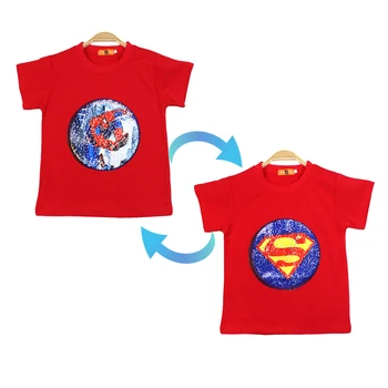 Летняя футболка для мальчиков, Одежда из хлопка с изменяющейся графикой, модные детские топы с супергероем Человеком-пауком