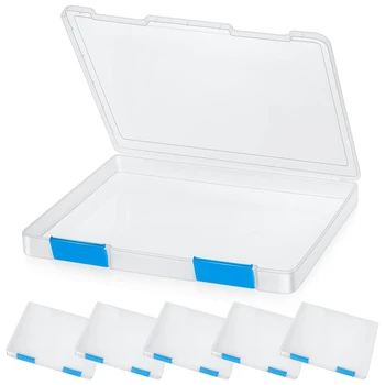 6 Шт Прозрачная коробка для файлов формата А4 Пластиковый ящик для хранения документов Футляр для досок Контейнеры Протектор Журнала Держатель файла с пряжкой Прочный