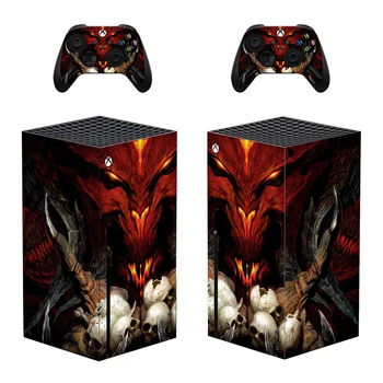 Наклейка для Xbox серии X в стиле Diablo IV для консоли и 2 контроллеров, Виниловая наклейка для защитных оболочек, Стиль 1