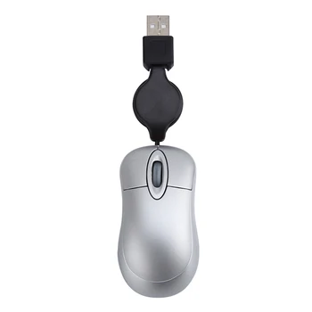 Проводная мышь Mini USB с выдвижным кабелем, миниатюрная оптическая мышь с разрешением 1600 точек на дюйм, компактные дорожные мыши для Windows 98 2000 XP Vista Ve.