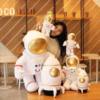 Плюшевый космонавт и космический корабль, мягкая кукла в стиле научной фантастики, детские игрушки, творческие игрушки, подарок на День рождения для детей