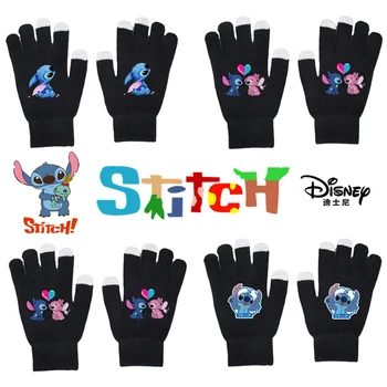 Disney Stitch CartoonGloves Аниме Теплые Перчатки с сенсорным экраном Мультяшные Вязаные перчатки для мальчиков и девочек Косплей Кавайные Перчатки Подарки