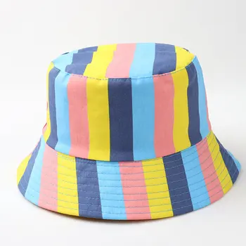 LDSLYJR, Весенняя хлопковая Широкополая шляпа с принтом в полоску, Шляпа Рыбака, солнцезащитная кепка для мужчин и женщин, для путешествий на открытом воздухе, 162