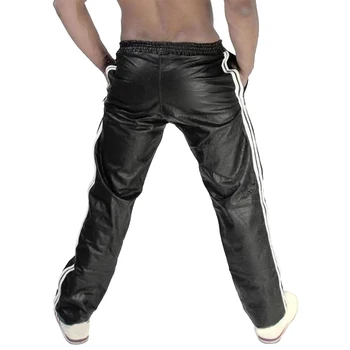 Мужские брюки в стиле панк, мужские брюки большого размера, панк-скинни, прямые брюки с мокрым эффектом, широкие байкерские брюки, Удобные эластичные