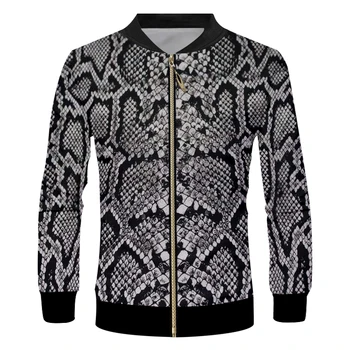 UJWI 2023, Новый тренд, мужская куртка на молнии из змеиной кожи, 3D пальто на молнии в стиле панк-рок, модная уличная одежда с принтом, одежда унисекс