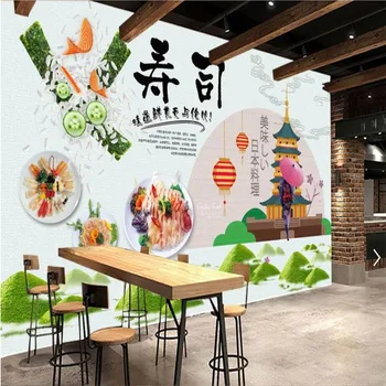 Современная минималистичная Японская кухня Фоновые обои Фреска Суши Ресторан изысканной кухни Промышленный декор Обои Настенная ткань 3D