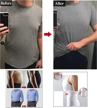 Рубашка для живота, корректирующее белье для тренажерного зала, мужской жилет для коррекции фигуры, спортивный топ для похудения, контроль сжатия