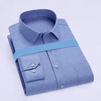 Мужская рубашка, полосатая однобортная рубашка с длинным рукавом, теплый кардиган, приталенный деловой стиль, рубашка для отца среднего возраста