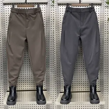 Мужские узкие повседневные брюки, мужские широкие эластичные костюмные брюки, облегающие ноги, Корейские мужские однотонные брюки, Мужские Деловые брюки A62