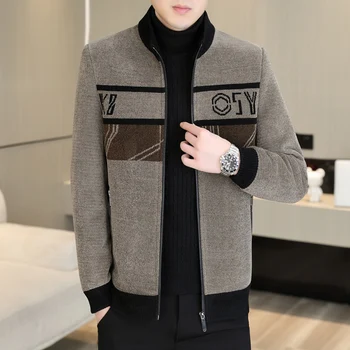 Зимняя Корейская шерстяная куртка в стиле пэчворк, мужская одежда, Модный утепленный короткий тренч, Ветрозащитное Повседневное Деловое пальто