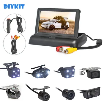 DIYKIT 4,3-дюймовый складной автомобильный монитор ночного видения, резервная камера заднего вида, светодиодная камера заднего вида, бесплатное автомобильное зарядное устройство, простое подключение