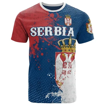 Футболки Флаг Сербии, Национальная эмблема, Летняя футболка с 3D принтом, модная детская повседневная футболка с круглым вырезом для мальчиков и девочек, топы, футболка, одежда