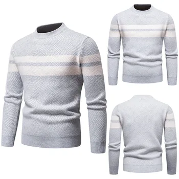 Мужской однотонный Осенне-зимний вязаный шерстяной свитер в стиле Харадзюку с однотонным рисунком, вязаные свитера в винтажном стиле Харадзюку