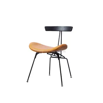 Железный обеденный стул в Скандинавском индустриальном стиле, стул для отдыха, Креативный дизайнерский стул, массивная Деревянная спинка, стул-муравейник, Табурет