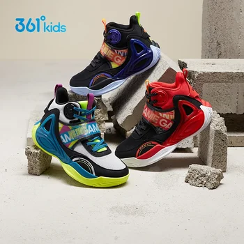 Баскетбольная обувь 361 Градус для детей, детские кроссовки для мальчиков, Баскетбольная обувь, кожаные противоскользящие кроссовки 2023 года выпуска