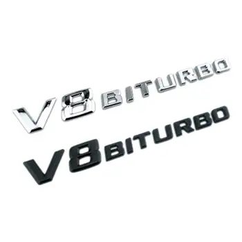 Наклейка на автомобиль Эмблема Логотипы транспортных средств Abs Замена логотипа на багажнике Наклейка для автомобильных декоративных аксессуаров V8 BITURBO