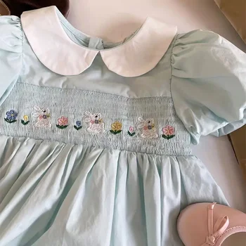 Платья с вышивкой 2023, Испанское бутик-летнее платье для маленьких девочек, детская одежда ручной работы, детское повседневное платье для детей