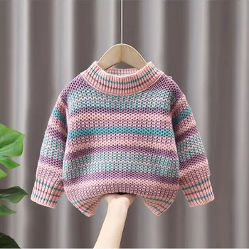 Весенне-осенняя одежда для малышей и девочек, пуловер со спиральными манжетами, вязаный свитер, пальто для детей, одежда для девочек, свитер