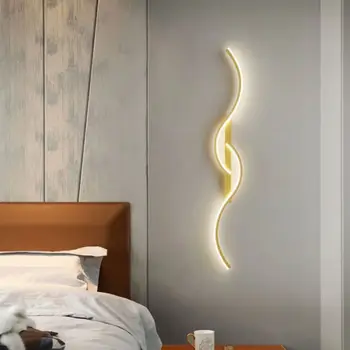 Минималистичный линейный настенный светильник, роскошная современная гостиная, ТВ-фон, настенный декоративный светильник, простая прикроватная лампа для спальни