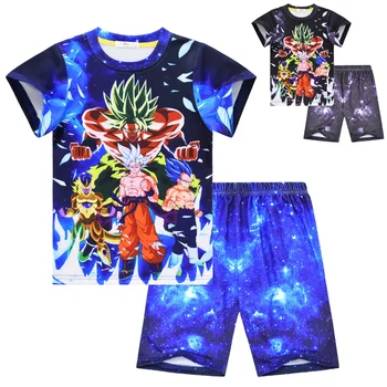 Новая одежда для аниме Dragon Ball с 3D цифровой печатью, повседневный модный удобный топ с короткими рукавами + пижамный комплект