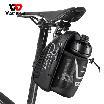 WEST BIKING Водонепроницаемая велосипедная седельная сумка с карманом для бутылки с водой MTB Дорожный велосипед Сумки на задние сиденья светоотражающая велосипедная сумка для хвоста