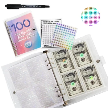 Бюджетный планировщик 2024 Cash Binder Challenge 100 Дней со 100 конвертами, чтобы сэкономить 5050 долларов, бросает вызов Сберегательному блокноту с организованным карманом