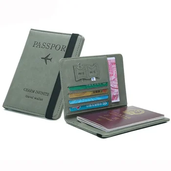 Тонкий Кожаный Бумажник для паспорта Органайзер для обложек для проездных документов на паспорт с эластичной лентой