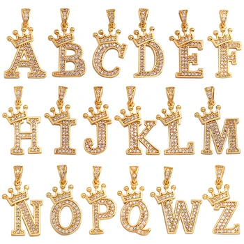 Модная изысканная корона из 18-каратного золота с полным циркониевым покрытием, ожерелье с подвеской в виде буквы A-Z, новые ювелирные изделия