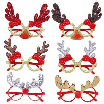 Декоративные очки для рождественской вечеринки, золотисто-розовые очки в виде оленьих рогов, подарки для вечеринки по случаю дня рождения, праздничные наряды, праздничный реквизит