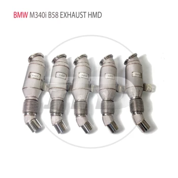 Выпускной коллектор HMD High Flow Downpipe для BMW M340i B58 3.0T Автомобильные Аксессуары с коллектором каталитического нейтрализатора Без патрубка