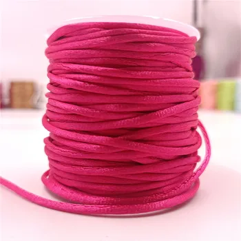 2 мм Розово-розовый 10-225 метров Шнур с китайским узлом, атласная нить, браслет из веревки Макраме, плетеная нить, кисточки для поделок, нить для бисероплетения