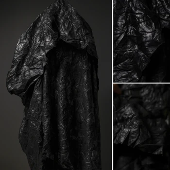Искусственная кожа Ткань Черная кожаная куртка Пальто Креативный дизайн одежды Ткань для шитья одежды Оптом Ткань для поделок