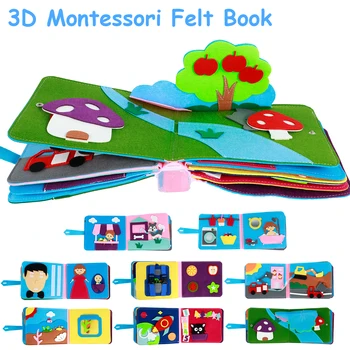 Детская доска для рисования Montessori 3D, дошкольные Развивающие Сенсорные Игрушки, Красочные безопасные детские книги из мягкой ткани для путешествий, Обучающие книги