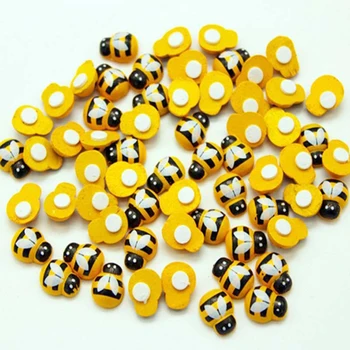 100шт Мини-пчелиных коллекций Ярких цветов Декоративные 3D Милые Гладкие поделки для скрапбукинга DIY Настенный Деревянный холодильник