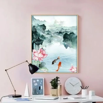 Цифровая картина маслом, заполняющая Китайскую благоприятную Золотую рыбку Ruyiyi, карпа, украшение крыльца, цвет масляной акриловой живописи