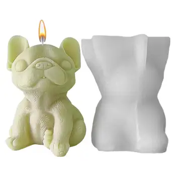 Силиконовые формы для собак, прочная 3D форма для свечей французского Бульдога, Портативные украшения для статуи дерева Бульдога, Креативные Гибкие формы для свечей