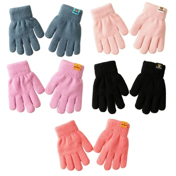 Утепленные детские перчатки, двухслойные грелки для рук на осень/зиму, одежда для рук с пятью пальцами, защитные средства для рук для детей