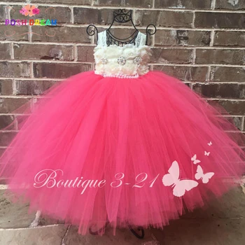 ШИКАРНОЕ кораллово-розовое платье с цветочным узором для девочек, тюлевое платье с цветочным узором, потертый цветок со стразами, платье-пачка для девочек, костюмы для девочек