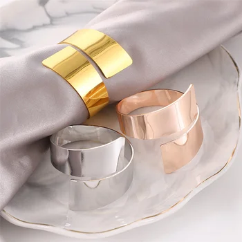 12шт Металлический держатель для салфеток из розового золота с пружинным кольцом для декора стола для свадьбы, пасхального ужина, Дня Святого Валентина