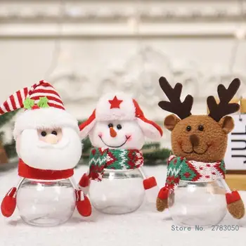 Рождественская кукла, Банка для конфет, Пластиковая Бутылка для хранения Рождественского печенья, Коробка для детских подарков, Банка для конфет, Рождественское украшение